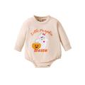 Arvbitana Toddler Baby Girl Boy Halloween Sweatshirt Romper Cute Ghost Letter Print Long Sleeve Jumpsuit Newborn Infant Bodysuits Fall Clothes 0M 3M 6M 12M 18M 24M