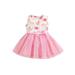 Nituyy Girls Summer Casual Dress Dinosaur Print Gauze Round Neck Sleeveless One-Piece for Kids 1-6 Years