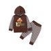 Qtinghua Infant Baby Girl Boy Thanksgiving Day Clothes Turkey Print Hooded Tops and Elastic Waist Pants Set Brown 6-12 Months
