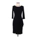 Alex Evenings Casual Dress - Sheath Scoop Neck 3/4 sleeves: Black Print Dresses - Women's Size 8