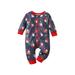 Qtinghua Infant Baby Girl Boy Christmas Romper Santa Print Long Sleeves Jumpsuit Bodysuit Fall Clothes Navy Blue 12-18 Months
