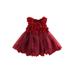 Nituyy Baby Girls Summer Sleeveless Dress Solid Color 3D Petal Decoration Mesh Hem Dress Princess A-line Dress