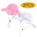 Baby Hats Sun Hat Outdoor Bucket Hat Toddler Sun Hat Sun Protection Kids Hats Adjustable Summer Sun Hat for Baby Girl 12-24Mouths White and Pink 2 Pcs