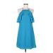 Nicole Miller New York Cocktail Dress - A-Line Halter Sleeveless: Blue Print Dresses - New - Women's Size 6