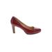 Cole Haan Heels: Pumps Chunky Heel Boho Chic Burgundy Print Shoes - Women's Size 6 - Round Toe