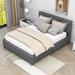 Latitude Run® Arkeria Queen 4 Drawers Platform Bed w/ Brick Pattern Headboard Upholstered/Linen in Gray | 39 H x 68 W x 84 D in | Wayfair