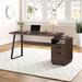 Hokku Designs Gilbreth 65.55" W Rectangle Computer Desk Wood/Metal in Black/Brown/Gray | 30.25 H x 65.55 W x 23.29 D in | Wayfair