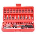 46pcs Automobile Motorcycle Car Repair Tool Box Precision Ratchet Wrench Set Sleeve Universal Joint Kit Connecting Rod For Car