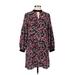 Ann Taylor LOFT Casual Dress - Shift Mock 3/4 sleeves: Black Floral Dresses - Women's Size Medium Plus