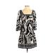 White House Black Market Casual Dress - A-Line Square 3/4 sleeves: Black Paisley Dresses - Women's Size 2 - Print Wash