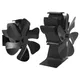 Ventilateur de cheminée noir à 6 pales brûleur à bois Distribution de chaleur efficace