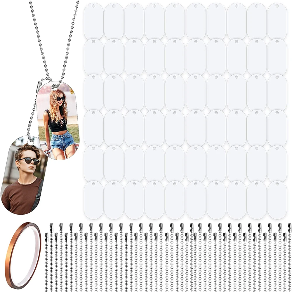 Étiquettes de chien vierges par Sublimation, pendentifs en aluminium, étiquettes d'estampage vierges Double face, pendentif de Message, colliers, artisanat de bricolage, 31 pièces
