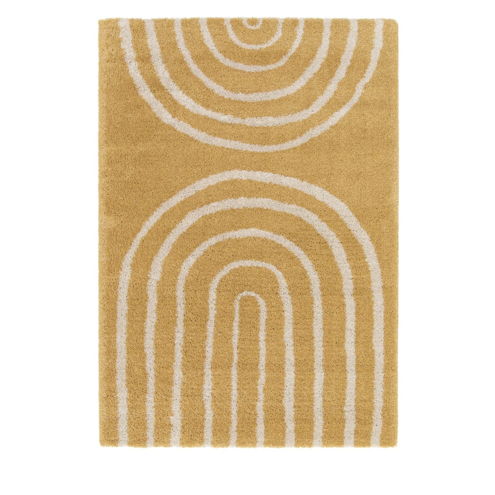 Tapis contemporain géométrique -160x230cm Jaune moutarde Polypropylène