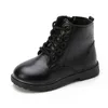 Jungen Stiefel Mädchen Gezeiten Stiefel schwarz Leder klassische Kinder Stiefeletten Größe 21-37 gekreuzte Kinder Gezeiten Stiefel weichen Herbst neu