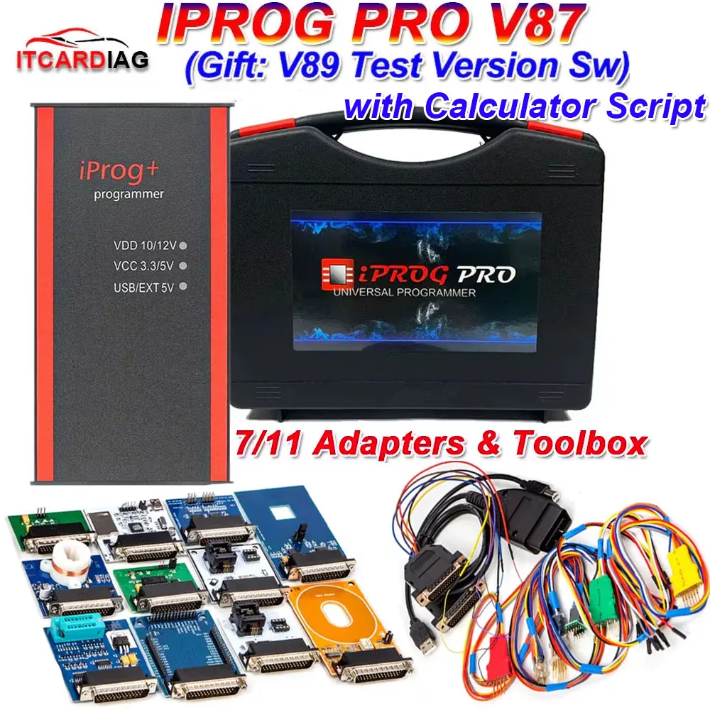NEU Iprog Pro Full V89 mit 7/11-Adaptern unterstützen Eeprom IMMO/KM/Radio/Airbag-Reset-Armaturenbrett IPROG+ V87 ECU-Schlüsselprogrammierer-Tool Image