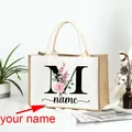 Benutzer definierte Name Sac kleinen Tote Shopper Brautjungfer Jute Geschenk Tasche Leinen personal