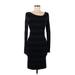 French Connection Casual Dress - Sweater Dress: Black Stripes Dresses - Women's Size 6