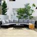 Half-Moon Sofa Set Outdoor Patio DIY Module Couch Set w/ Glass Table