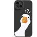 Compatible with iPhone Case Matte Cute Funny Doubt Duck Silicone Bumper Camera Lens Protection Soft Shockproof Cover Phone Case (Black iPhone 12 Pro Max)