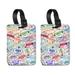 WIRESTER 2pcs Set PU Leather Luggage Tags Privacy Label Flap for Travel Suitcase Baggage - Unisex Passport Travel Stamps Pattern