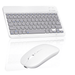 Rechargeable Bluetooth Keyboard and Mouse Combo Ultra Slim Keyboard and Mouse for Lenovo ThinkPad L480 Laptop and All Bluetooth Enabled Mac/Tablet/iPad/PC/Laptop - Stone Grey with White Mouse