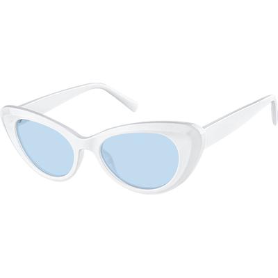 Zenni Women's Cat-Eye Rx Sunglasses White Plastic Full Rim Frame