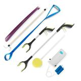 7 Piece Deluxe Hip Kit - Deluxe Hip/Knee Replacement Kit Tool - Leg Lifter Sock Iad 2 Rotating Grabber Reacher Dressing Stick Shoe Horn Bath Sponge - Surgery Recovery Kit