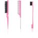 3 Pieces Hair Styling Comb Set Teasing Hair Brush Rat Pin Tail Comb Double-Sided Edge Brush for Edge & Back Brushing Combing Slicking Hair for Women Babies Kids Hair - Pink