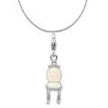 Carat in Karats Sterling Silver Polished Finish Rhodium-Plated 3-D Enameled Vanity Chair Charm With Fancy Lobster Clasp Pendant (32mm x 9mm) With Sterling Silver Rope Chain Necklace 18