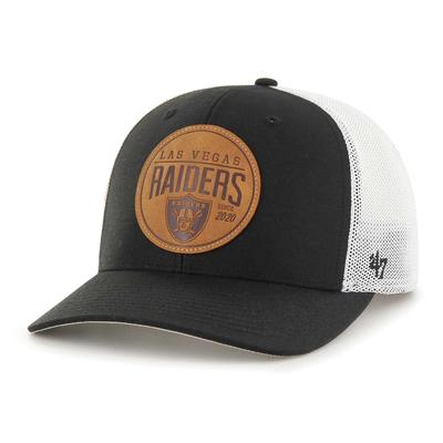 Men's '47 Black Las Vegas Raiders Leather Head Flex Hat