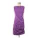 Susana Monaco Cocktail Dress - Sheath Crew Neck Sleeveless: Purple Print Dresses - Women's Size Medium