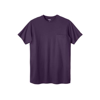 Men's Big & Tall Shrink-Less Lightweight Pocket Crewneck T-Shirt by KingSize in Blackberry (Size XL)