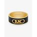 Michael Kors Precious Metal-Plated Brass and Crocodile Embossed Empire Logo Bangle Black One Size