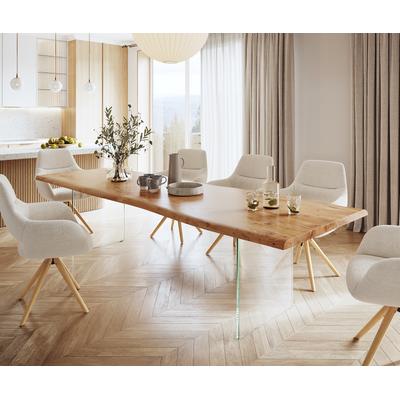 DELIFE Esstisch Edge 300x100 XL Akazie Natur Glas Live-Edge, Esstische, Baumkantenmöbel, Massivholzmöbel, Massivholz Image