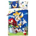 Sonic the Hedgehog Team Single Duvet Cover Set - 100% Cotton Bedding Duvet with Large Pillow Case - Reversible Duvet Set for Kids - Comfortable & Breathable- Cute Design