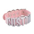 Customized Letter Wide Choker, Women's Stylish PU Choker With Custom Letter 3 Colors Necklace Sexy Punk Goth Choker Collar Sex Fun Necklace, Up to 6 letters,pink,silver