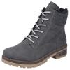 Winterstiefelette RIEKER, Damen, Gr. 37, grau (dunkelgrau), Lederimitat, Textil, klassisch, Schuhe, Schnürboots, Stiefelette, Blockabsatz, mit Innen-Reißverschluss