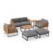 NewAge Products Outdoor Furniture Monterey 6 Seater Patio Chat Set w/ Coffee Table & Side Table Wood/Metal/Natural Hardwoods/Teak | Wayfair 91153