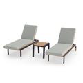 NewAge Products Outdoor Furniture Rhodes Set of 2 Teak Chaise Lounge Chair w/ Cushion & Side Table Metal in Gray | 20 H x 81 W x 81 D in | Wayfair