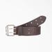 Dickies Perforated Leather Double Prong Buckle Belt - Brown Size S (L10165)