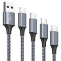 AVIWIS USB-Kabel, Typ C, 4 Stück, 0,3 m + 1 m + 2 m + 3 m, USB-Ladegerät, Nylon, geflochten, Schnellladung, Synchro, für Samsung Galaxy S10/S9/S8/Note 10 9, Huawei P20/Mate20, MI A1, Grau