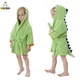 MICHatteign- Peignoir à Capuche en Coton Doux pour Enfant Dinosaure Serviette de Bain Pyjama