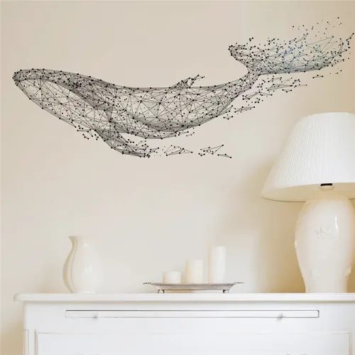 Autocollants muraux créatifs à motif de baleine pour la décoration de la maison, affiches de décalcomanies en PVC, art mural, magasin, studio, bureau, poisson d'océan, bricolage