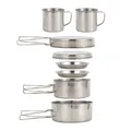 Kit d'ustensiles de cuisine de camping en acier inoxydable marmite casserole assiettes portable