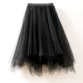 Jupe tutu en tulle à volants taille haute pour femmes jupe midi noire jupes en tulle