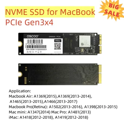 Disque dur SSD M.2 NVMe PCIe pour MacPleAir 512 256 avec capacité de 2010 Go 2011 Go 1 To 2 To
