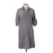 Chelsea & Theodore Casual Dress - Shirtdress: Gray Dresses - Women's Size Small