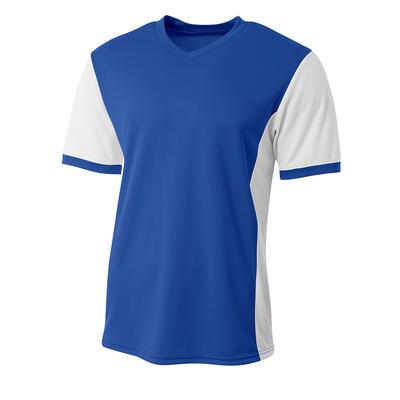 A4 NB3017 Athletic Youth Premier Soccer Jersey T-Shirt in Royal/White size 2XS | Polyester A4NB3017