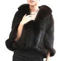 Autumn Winter Ladies' Genuine Knitted Mink Fur Shawls Fox Fur Collar Women Fur Pashmina Wraps Bridal