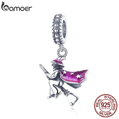 BAMOER Authentische 100% 925 Sterling Silber Magie Hexe Anhänger Charms fit für Frauen Armbänder DIY